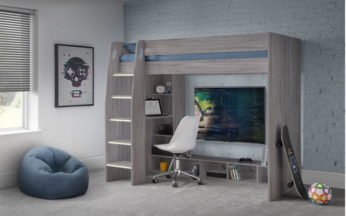 Julian Bowen Nebula Gaming Bed with Desk Grey Oak