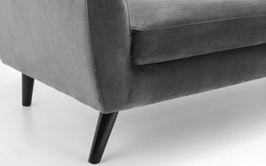 Julian Bowen Monza 3 Seater Sofa Grey Velvet Leg Detail-Better Bed Company