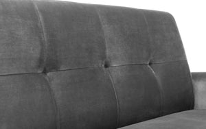 Julian Bowen Monza 3 Seater Sofa Grey Velvet Button Close Up-Better Bed Company