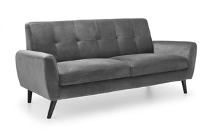 Julian Bowen Monza 3 Seater Sofa Grey Velvet-Better Bed Company 