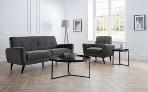 Julian Bowen Monza 3 Seater Sofa Set Grey Velvet-Better Bed Company