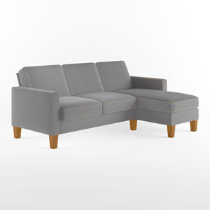 Dorel Home Bowen Corner Sofa with Contrast Welting Grey White Background-Better Bed Company 
