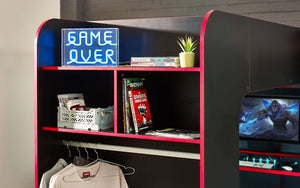 Julian Bowen Impact Gaming Bunk - Black/Red Shelving-Better Bed Company