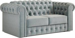 Jay-Be Chesterfield 2 Seater Sofa Bed with Deep e-Sprung™ Mattress BrushedTwill-Sky-Better Bed Company