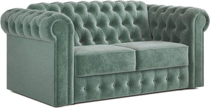 Jay-Be Chesterfield 2 Seater Sofa Bed with Deep e-Sprung™ Mattress CosyChenille-Aqua-Better Bed Company