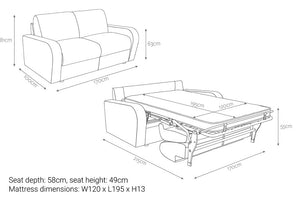 Jay-Be Deco 3 Seater Sofa Bed with Deep e-Sprung™ Mattress-Better Bed CompanyJay-Be Deco 3 Seater Sofa Bed with Deep e-Sprung™ Mattress Dimensions-Better Bed Company