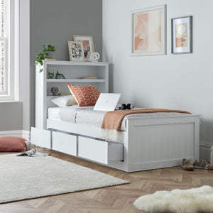 Bedmaster Enzo White Wooden 3 Drawer Storage Bed Drawers Open-Better Bed Company