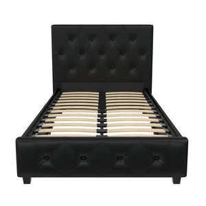 Dorel Home Dakota Upholstered Bed Black PU Single Slats-Better Bed Company