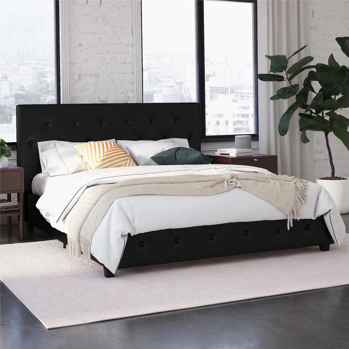 Dorel Home Dakota Upholstered Bed Black PU
