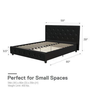 Dorel Home Dakota Upholstered Bed Black PU Double Dimensions-Better Bed Company