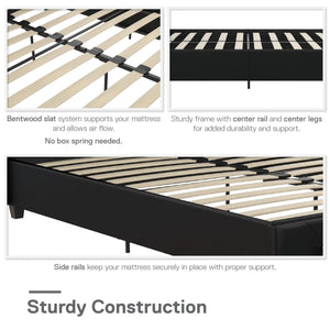 Dorel Home Dakota Upholstered Bed Black PU Info-Better Bed Company