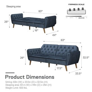Novogratz Tallulah Memory Foam Futon Full Dimensions-Better Bed Company