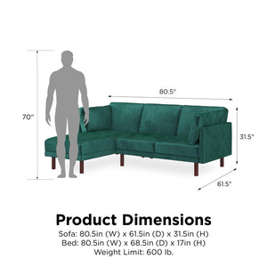 Dorel Home Clair Sprung Seat Sectional Sofa Bed Man And Dimensions-Better Bed Company