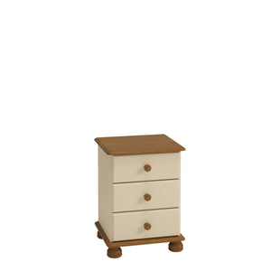 Steens Richmond Cream And Pine 3 Draw Bed Side Table