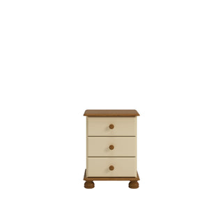 Steens Richmond Cream And Pine 3 Draw Bed Side Table