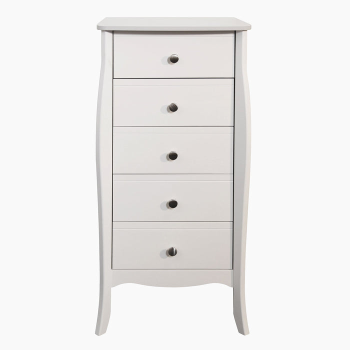 Steens Baroque White 5 Draw Narrow Chest