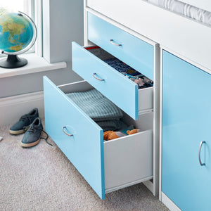 Bedmaster Lacy Midsleeper Bed Blue Inside Drawers-Better Bed Company