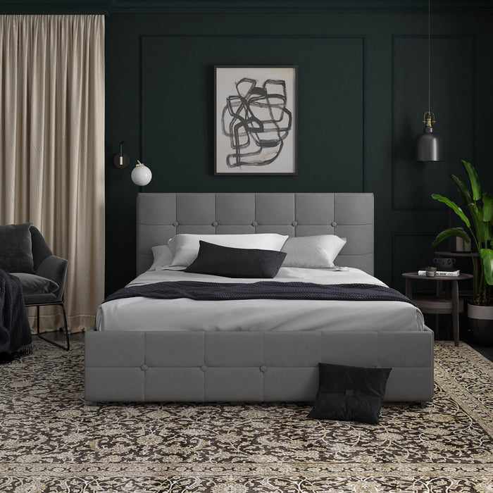Dorel Home Rose Upholstered Linen Bed With Storage