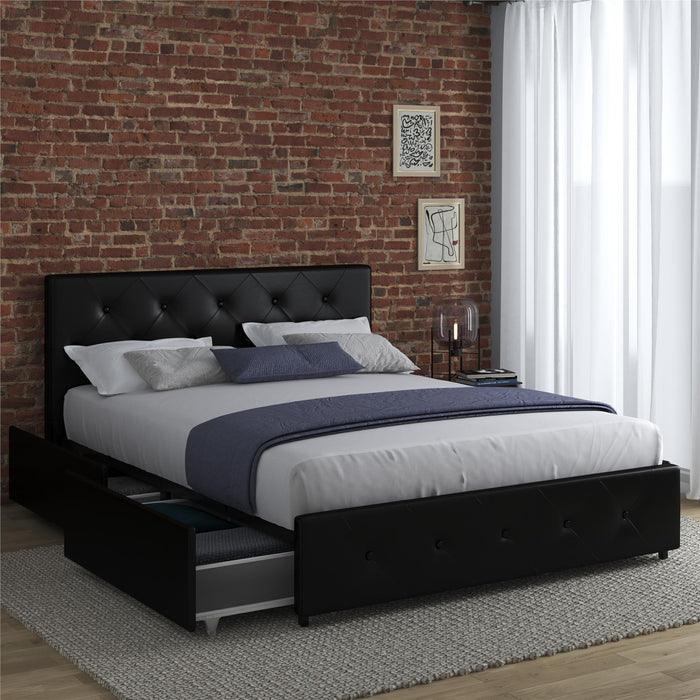 Dorel Home Dakota Bed with Storage Drawers PU