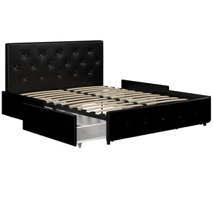 Dorel Home Dakota Bed with Storage Drawers PU Drawers Open-Better Bed Company