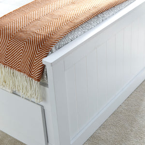 Bedmaster Enzo White Wooden 3 Drawer Storage Bed Footboard Close Up-Better Bed Company