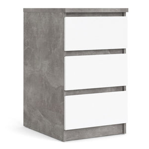 Furniture To Go Naia Bedside 3 Drawers Concrete and White High Gloss-Better Bed Company
