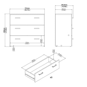 Furniture To Go Space Chest of 3 Drawers All Dimensions-Better Bed Company