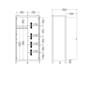 Furniture To Go Barcelona Wardrobe with 2 Doors Dimensions-Better Bed Company