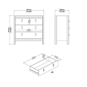 Furniture To Go Madrid Chest 3 Drawers Other Dimensions-Better Bed Company