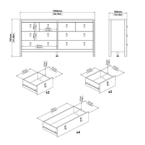 Furniture To Go Madrid Double Dresser 4+4 Drawers Internal Dimensions-Better Bed Company