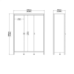 Furniture To Go Madrid Wardrobe with 3 Doors Other Dimensions-Better Bed Company