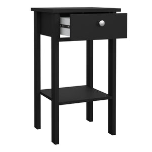 Furniture To Go Madrid Bedside Table with 1 Drawer Black Drawer Open-Better Bed Company