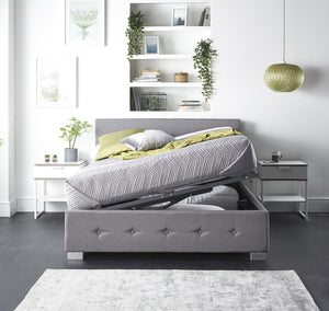 Better Side Opening Grey Linen Ottoman Bed
