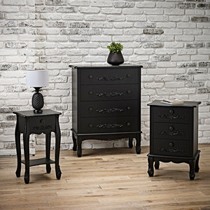 LPD Furniture Antoinette 3 Drawer Black Chest