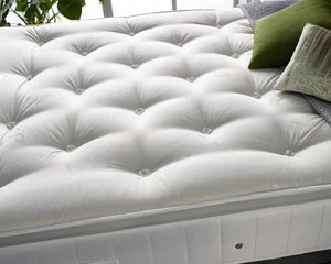 Aspire Natural Cashmere Pillowtop Mattress Tufts Close Up-Better Bed Company 