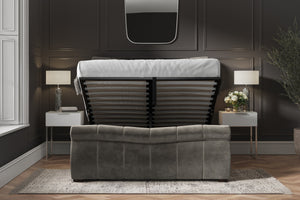 Mablethorpe Ottoman Bed Dark Grey From Front-Better Bed Company