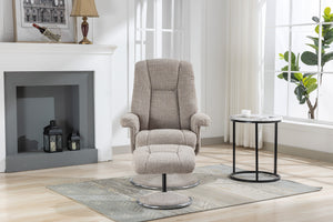 GFA Denver Recliner And Foot Stool-Chacha Oat 