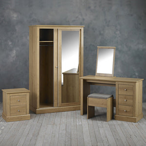 LPD Furniture Devon Oak 2 Door Sliding Mirror Wardrobe