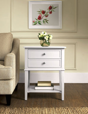 Dorel Home Franklin Accent Table With 2 Drawers White-Better Bed Company