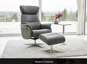 GFA Panama Recliner And Foot Stool Charcoal-Better Bed Company 