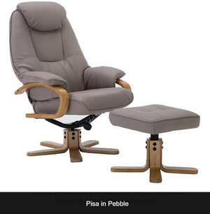 GFA Pisa Recliner And Foot Stool Pebble-Better Bed Company 