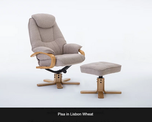 GFA Pisa Recliner And Foot Stool Lisbon Wheat-Better Bed Company 