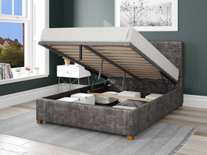 Better Peterborough Distressed Grey Ottoman Bed Open-Better Bed Company 