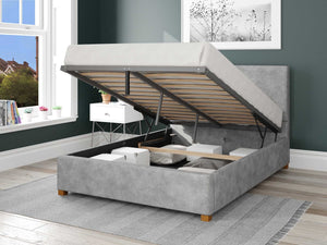 Better Peterborough Silver Smoking Grey Ottoman Bed Open-Better Bed Company