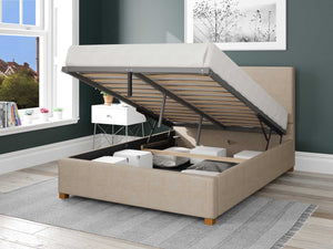 Better Peterborough Cream Ottoman Bed Open-Better Bed Company 