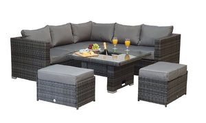 Better Bed Company - Signature Weave Georgia Corner Hi / Low Dining Set With Ice Bucket Grey