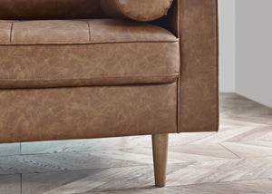 Julian Bowen Henley 2 Seater Sofa With Bolster - Brown Tan Faux Leather Detail-Better Bed Company