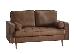 Julian Bowen Henley 2 Seater Sofa With Bolster - Brown Tan Faux Leather White Background-Better Bed Company