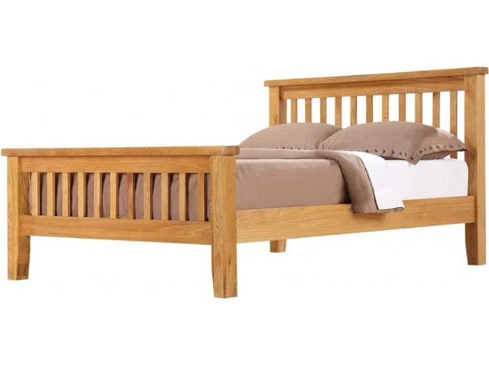 Heartlands Furniture Acorn Solid Oak Bed High Footend