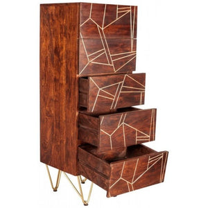Indian Hub Dark Gold Tall Chest of Drawers